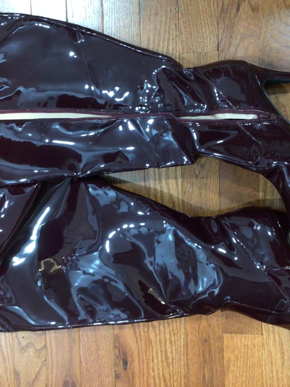 Never worn burgundy (wine) patent boots -wide calf